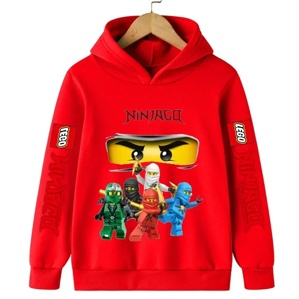 Color: green, Kid Size: 24M - Lego Phantom Ninja Cartoon Children's Hooded Hoodies Casual Sports Sweatshirt 3-13 Year Old Boy Kid Baby Girls Clothes Pullover