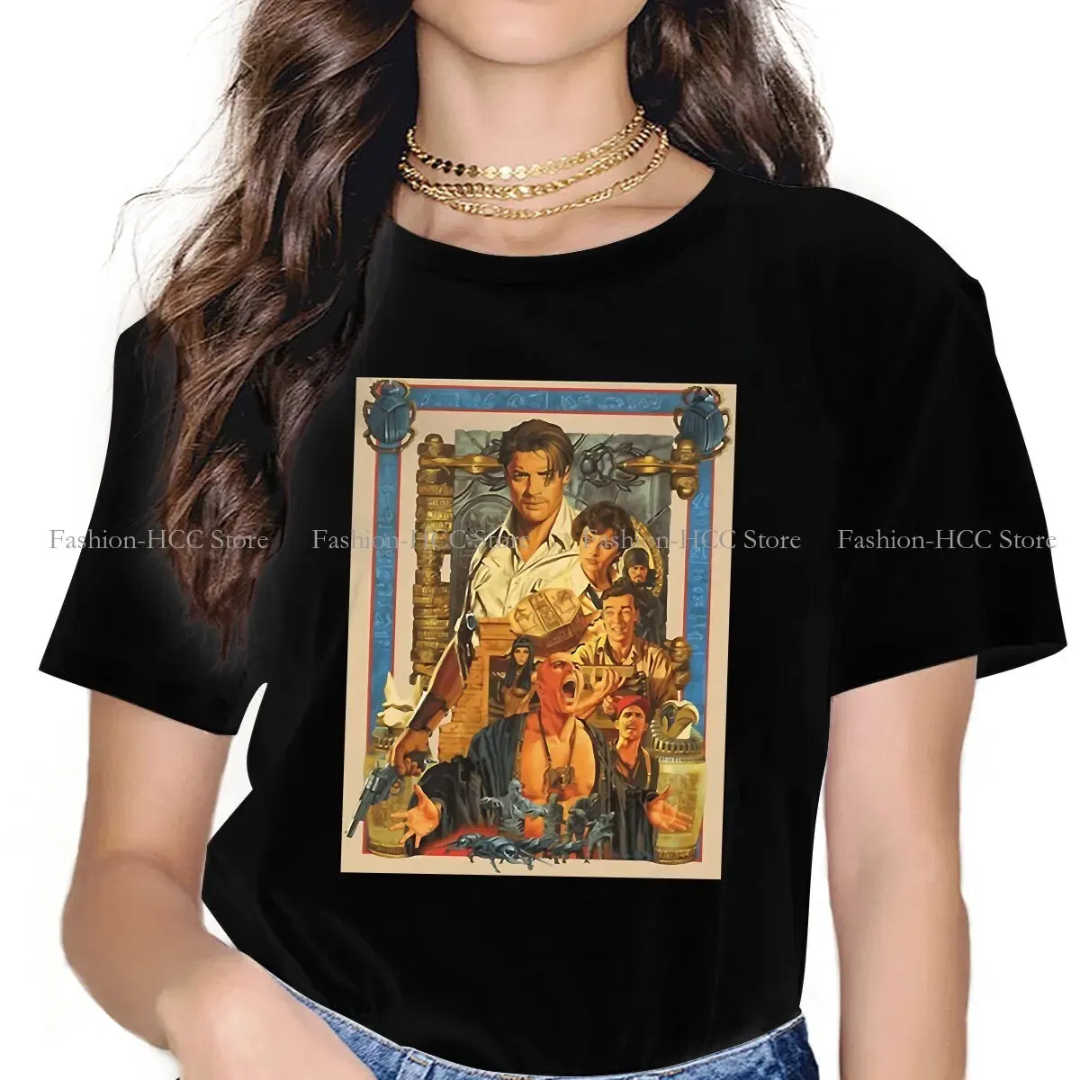 Color: WHITE, Size: XXXL - Brendan Fraser Poster Unique Polyester TShirt The Mummy Movie Top Quality Creative Graphic T Shirt Stuff