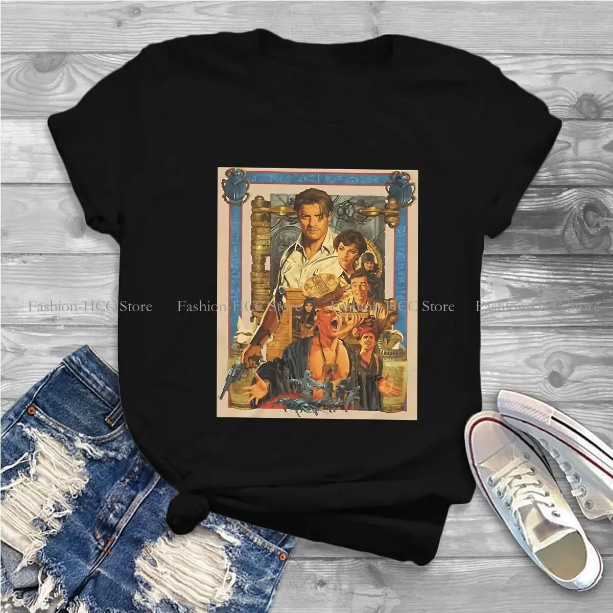 Color: WHITE, Size: XXXL - Brendan Fraser Poster Unique Polyester TShirt The Mummy Movie Top Quality Creative Graphic T Shirt Stuff