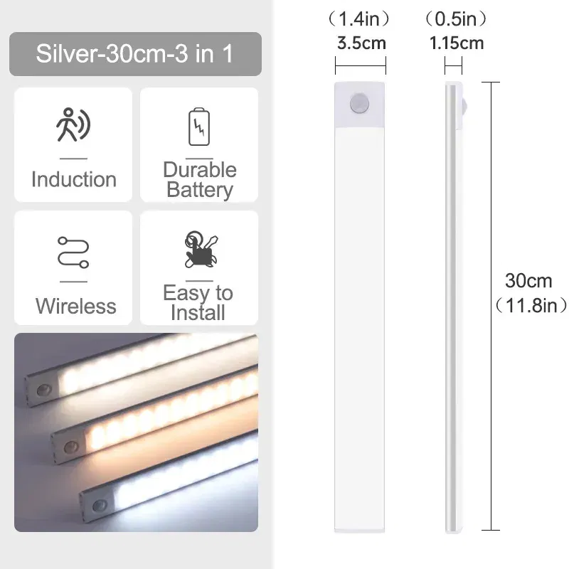 Emitting Color: Orange - Under Cabinet Lights LED Motion Sensor Night Light Thin Rechargeable Dimmable Lamps Kitchen Cabinet Bedroom Wardrobe Lighting