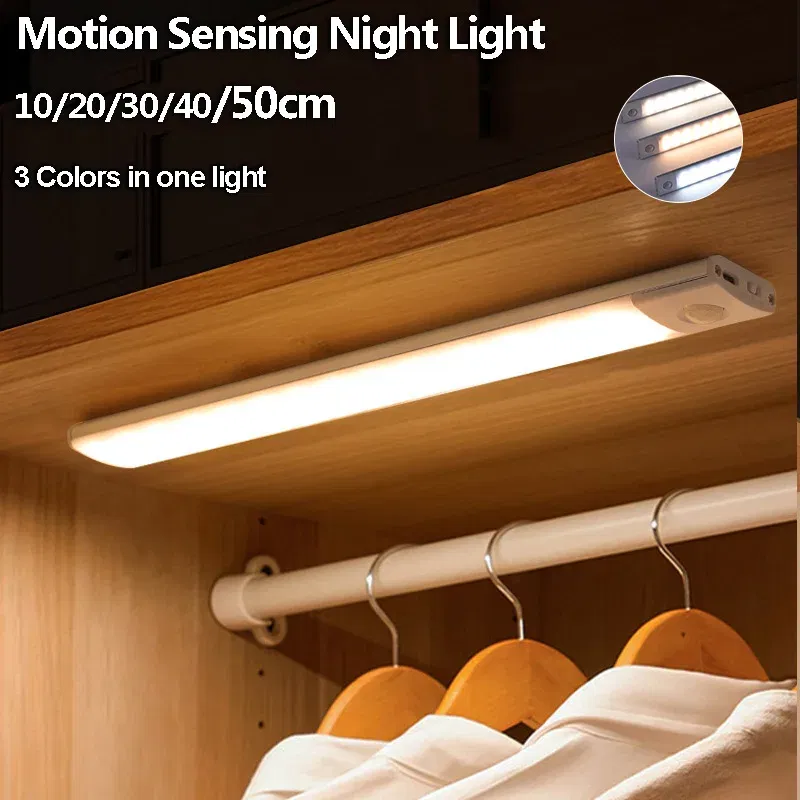 Emitting Color: Orange - Under Cabinet Lights LED Motion Sensor Night Light Thin Rechargeable Dimmable Lamps Kitchen Cabinet Bedroom Wardrobe Lighting