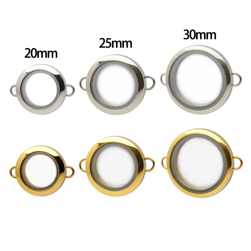 Metal Color: Green Dragonly - 1pc 20mm 25mm 30mm Stainless Steel Floating Locket Glass Memory twist Locket silver gold color For Bracelet Jewelry Making