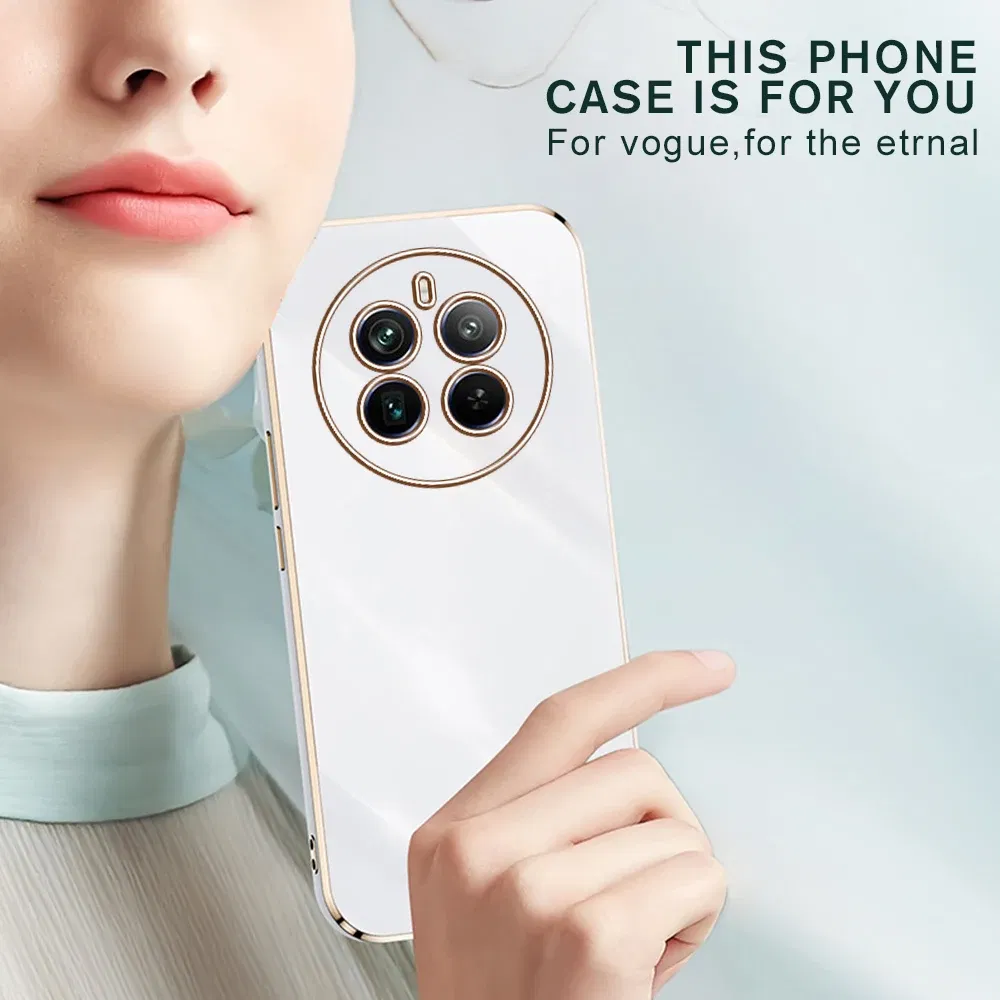 Material: ABS, Color: WHITE - Realmi 12 Pro Plus 5G Case New Straight Edge Electroplating TPU Soft Cover For Realme 12 Pro+ 5G Protect Lens Shockproof Coque