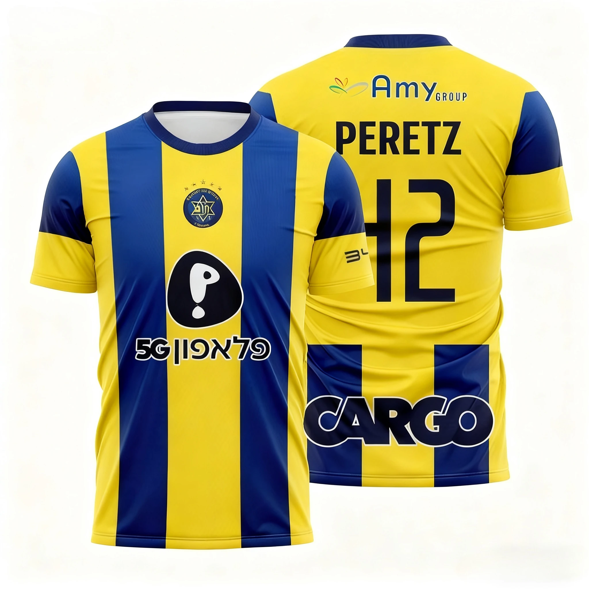 Color: Gold, Size: L - The Latest Breathable Men's and Women's T-shirts for The Daily Training of Maccabi Tel Aviv Football Club in 2026