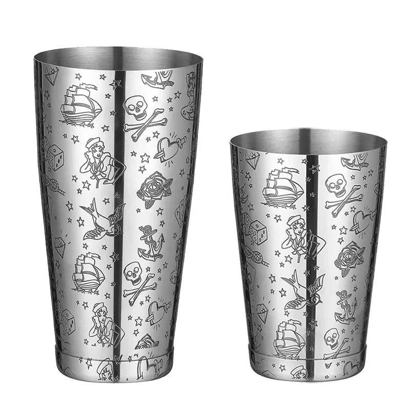 Color: Pinkish Grey - Stainless Steel Boston Shaker Bar Shaker with different Surface Finish -2 Piece Cocktail Shaker, 15-Ounce and 25-Ounce