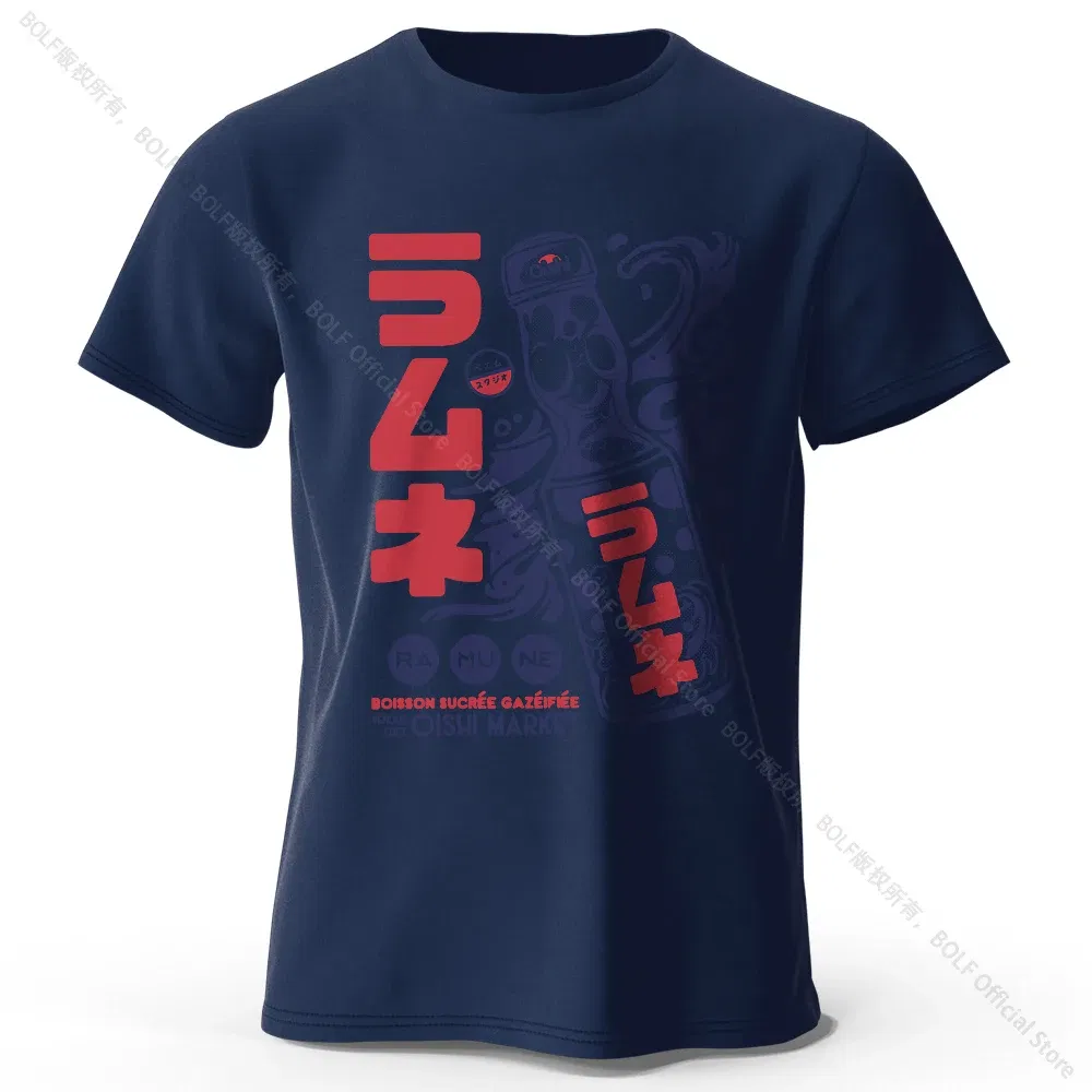 Color: Navy Blue, Size: L - Men's Anime Character Printed 100% Cotton T-Shirt, Soft Fabric Round Neck Short Sleeve Tee, Unisex Harajuku