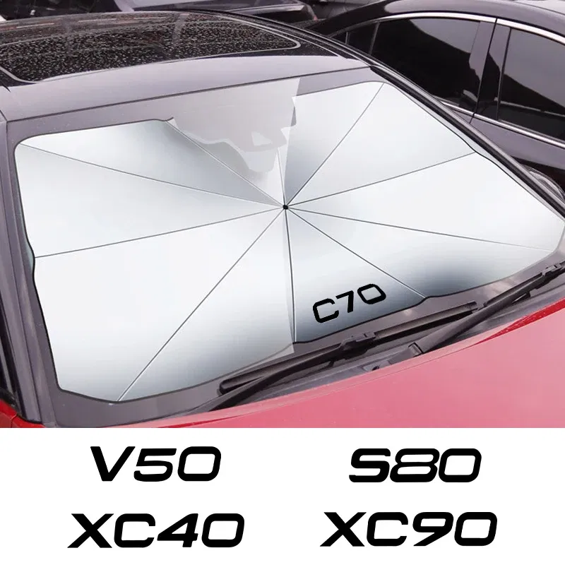 Color: Brown - Car Front Shading Car Windshield Sunshade Umbrella For Volvo XC90 XC60 C30 T6 S60 C70 XC40 V40 XC70 V60 V50 S80 S40 AWD V90 S90