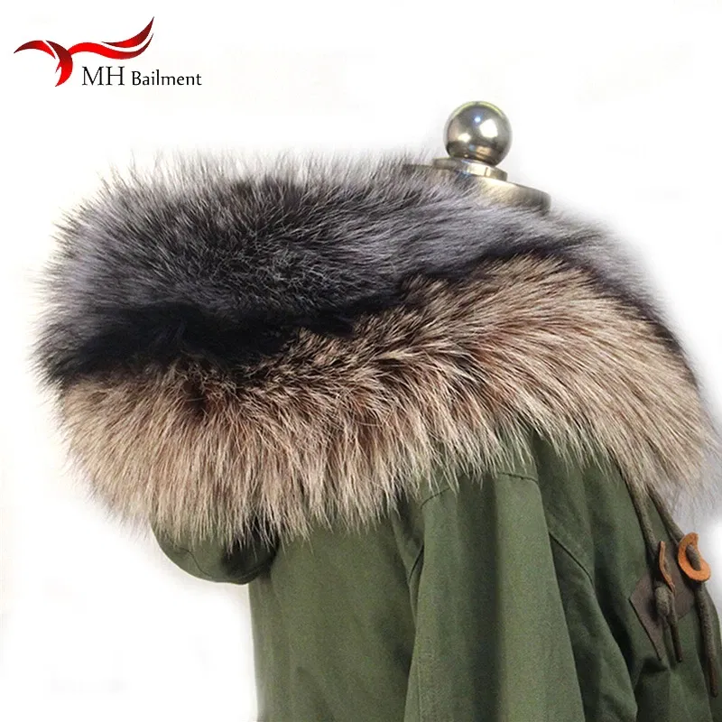 Color: Red, Size: XXS - 100% Real Raccoon Fur Scarf Coat Collar Ladies Winter Luxury Authentic Raccoon Warm Neck Shawl Coat Collar Furry Shawl Women