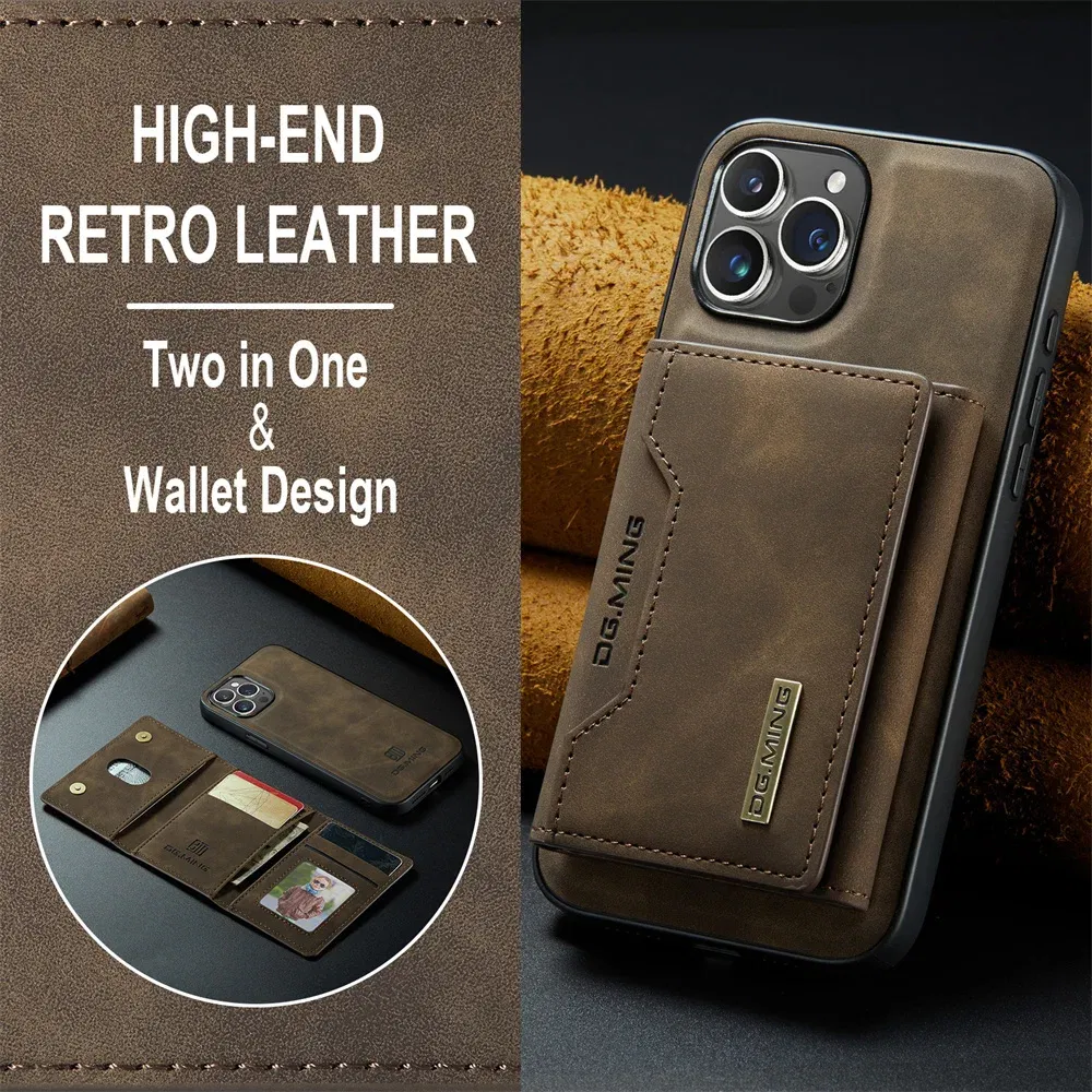 Color: Beige, Material: tpu - 2 In 1 Case For iPhone 16 15 14 13 12 11 Pro Max Plus XS Max XR 8 Plus SE 2022 Wallet Magnetic Leather Card Holder Pocket Cover