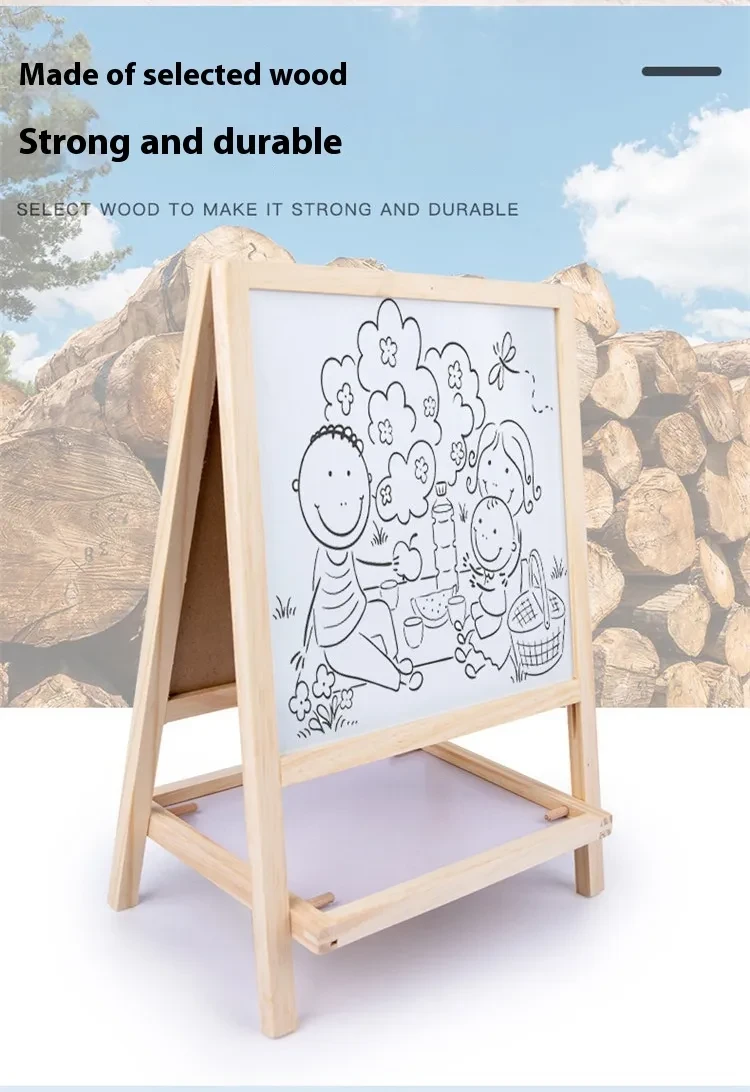 Children's Wooden Magnetic Double-sided Color Drawing Board