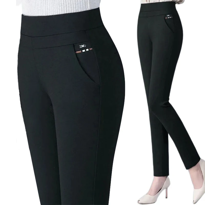 Color: DEEP BLUE, Size: S - Thin & Thick Warm Winter Pencil Pants Womens Snow Plush Strench Lady OL SkinnyTrousers Femal Thichen Slim  Clothing Leggings