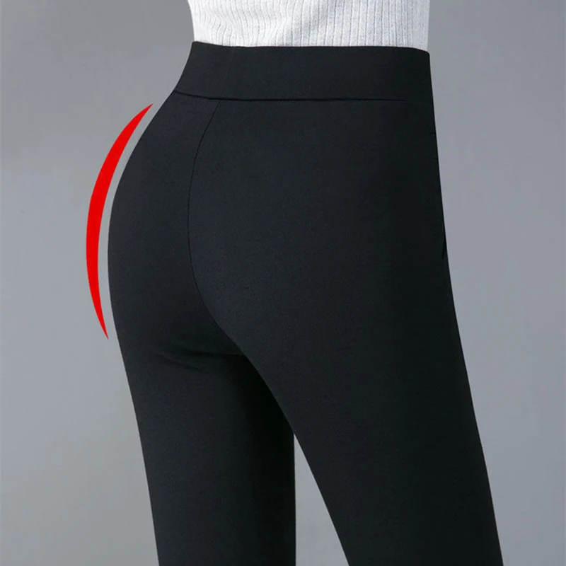 Color: DEEP BLUE, Size: S - Thin & Thick Warm Winter Pencil Pants Womens Snow Plush Strench Lady OL SkinnyTrousers Femal Thichen Slim  Clothing Leggings