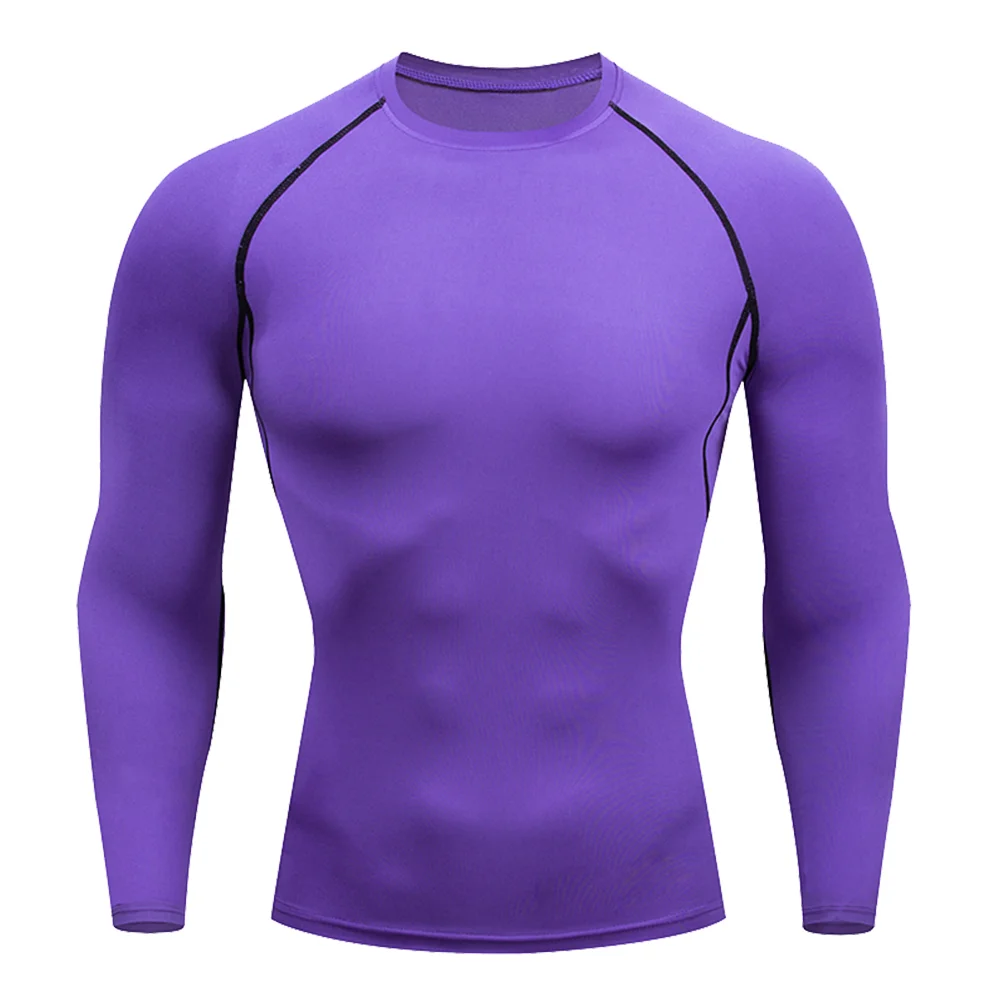 Color: Blue, Size: S - Men Bodybuilding Sports T-Shirt Quick Dry Running Shirt Long Sleeve Compression Top Gym T Shirt Men Fitness Tight Rashgad