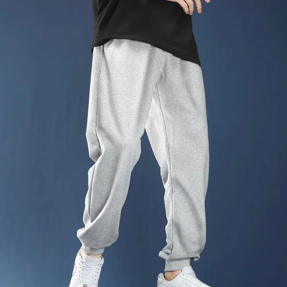 Color: Clear, Size: XXL - Men's Casual Sweatpants Fleece Sports Pants Unisex Fashion Solid Loose Trousers Streetwear Autumn Winter Jogging Fitness Pants
