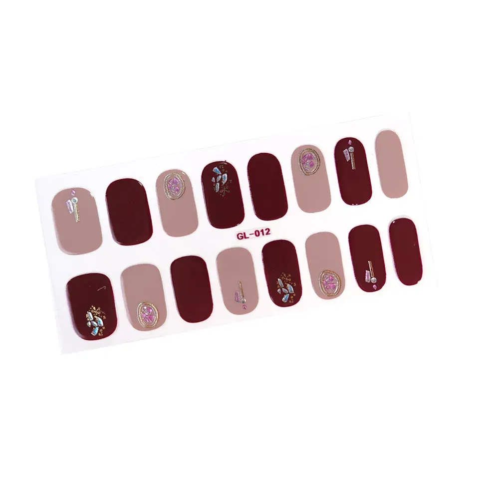 Color: Yellow - 16 Tips/Sheet Patterned Nails With Creative Nail Polish Nail Art Stickers 2020 Temporary Tattoos Kids Full Cover Nail Stickers