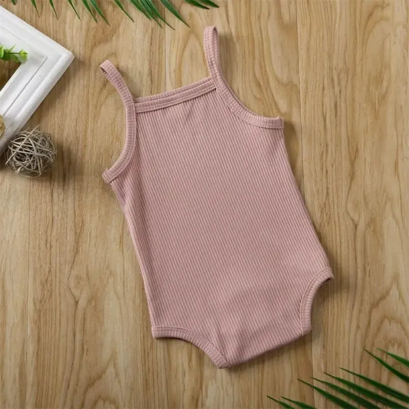 Color: WHITE, Kid Size: 12M - 2020 Infant Baby Square Collar Bodysuits Newborn Baby Boy Girl Sling Romper Bodysuit Jumpsuit Outfit Clothes Set
