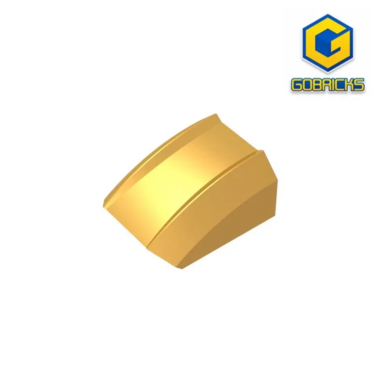 Color: Dark Khaki - Gobricks GDS-1015 Slope, Curved 2 x 2 Lip compatible 30602 47904 pieces of children's DIY
