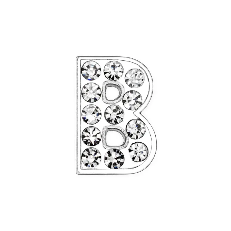 Color: black - Rhinestone Slide Letter Charms For Jewelry Making Women Bracelet 8mm Alphabet A-Z Pet Collar Necklace DIY Accessories Gift