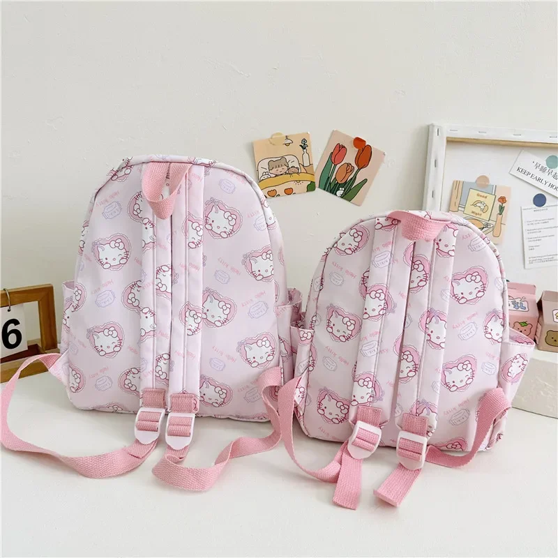Color: Blue, Size: 16 inches - 2025 Anime Cartoon Kuromi Melody Cinnamoroll Backpack Boys Girls Cartoon Hello Kitty Kawaii Canvas Fashion Children's Schoolbag