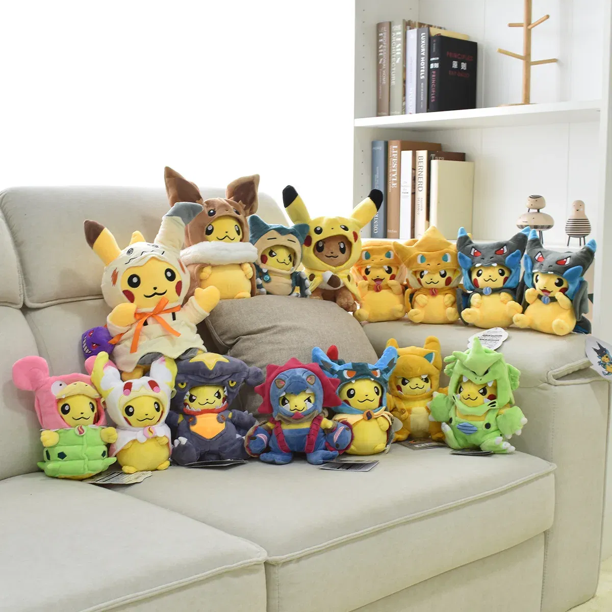 Color: Green - Pokemon Pikachu Cosplay Toys Charizard Snorlax Garchomp Tyranitar Hydreigon Anime Stuffed Plush Cartoon Peluche Dolls