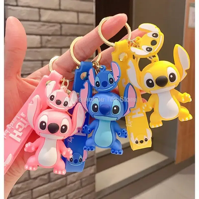 Color: Rose Red - Wholesale Anime Disney Keychain Mickey Mouse Minnie Lilo & Stitch Cartoon Keyring Kawaii Key Chain Car Pendant Kids Toys Gifts