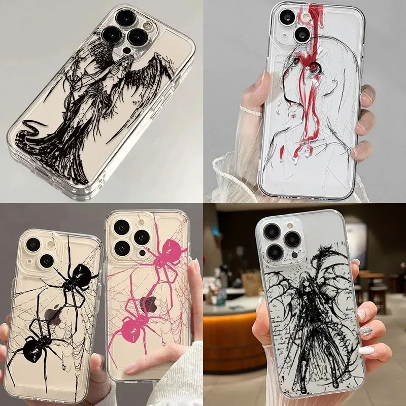 Color: Blue, Material: Denim - luxury bloodsacrifice Black Angel Death demon Phone Case For iPhone 15 14 13 12 11 Mini Pro Max XR XSMax 7 8 Plus SE Clear Cover