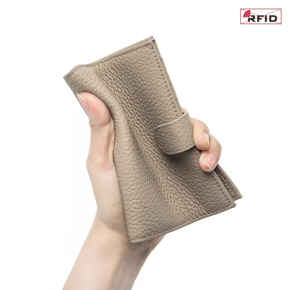 Color: GRAY - Genuine Leather RFID Travel Passport Cover Case Wallet Bag Card Holder Cowhide Coin Purse Document Cover Flight Men Women