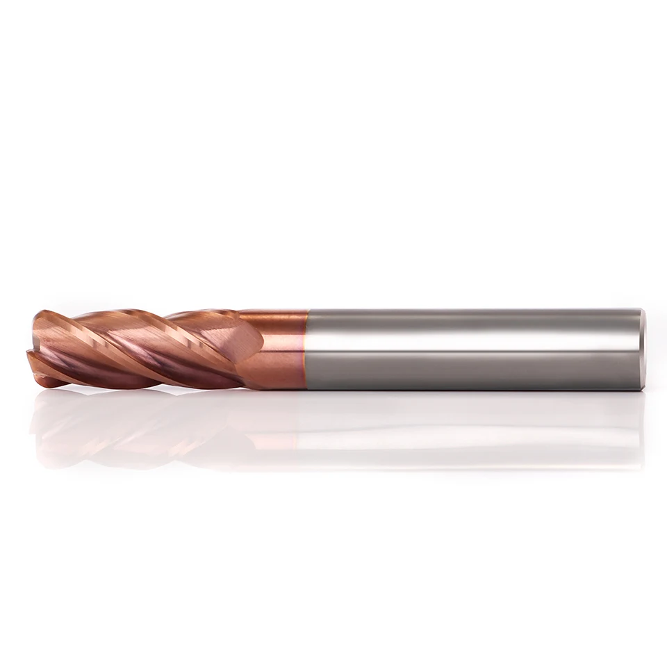 Cutting Edge Diameter: 0.9mm, Dimensions: 3.175*2.5*12 - AUGT HRC55 Carbide Bull Nose End Mill 4Flutes Copper Milling Cutter Alloy Coating Tungsten Steel Cutting Tool For CNC Maching