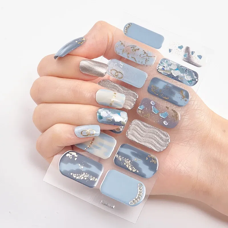 Color: Amy Green - Patterned Nail Stickers Wholesale Supplise Nail Strips for Women Girls Full Beauty High Quality Stickers for Nails