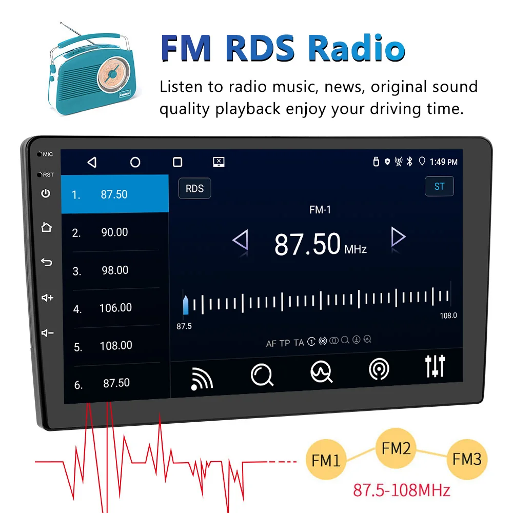 Color: GRAY - TOYOUSONIC 2 Din 9/10 Inch Android Car Radio 4G 64G Universal Multimedia Player Carplay Android Auto Autoradio Stereo Bluetooth