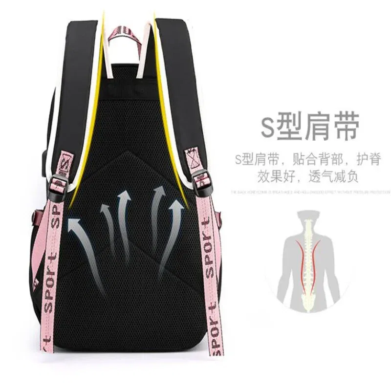 Color: Khaki, Size: 17 Inches - Demon Slayer Backpack Schoolbag USB Laptop Bag Tokitou Muichirou Kanroji Mitsuri Men Women Rucksack Travel Shoulder Outdoor Bags