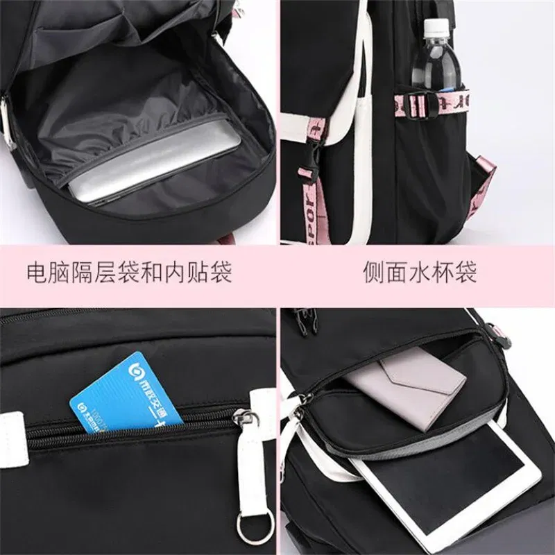 Color: Khaki, Size: 17 Inches - Demon Slayer Backpack Schoolbag USB Laptop Bag Tokitou Muichirou Kanroji Mitsuri Men Women Rucksack Travel Shoulder Outdoor Bags