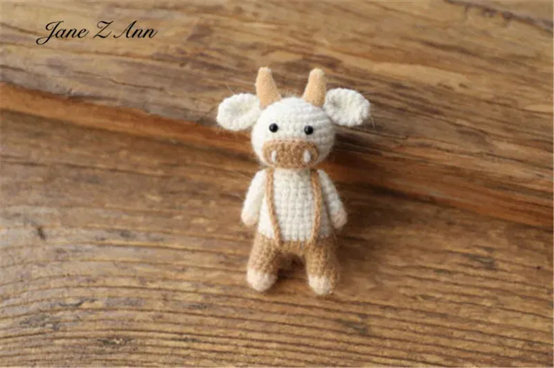 Color: Clear, Size: ONE SIZE - Handmade mink plush dolls knitted calf rabbit bear mouse newborn full moon photography props