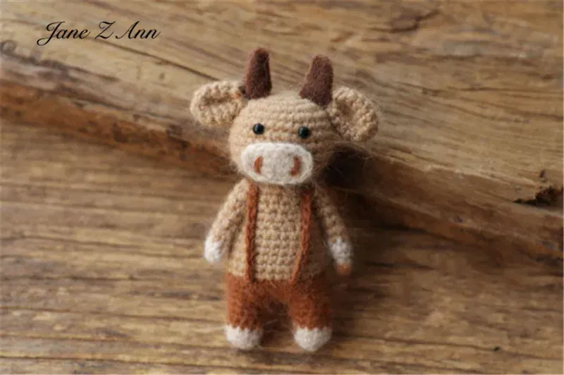 Color: Clear, Size: ONE SIZE - Handmade mink plush dolls knitted calf rabbit bear mouse newborn full moon photography props