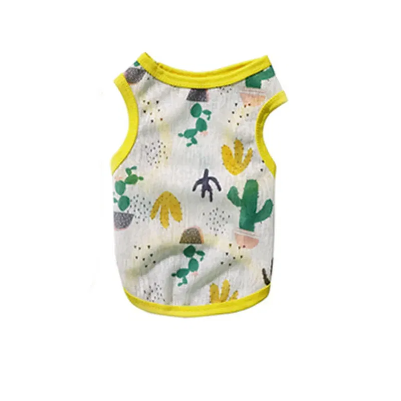 Color: Blue, Size: XL - Summer Dog Vest Ultra Thin Breathable Mesh Cloth Pet T-shirt for Small Dogs Cute Cartoon Print Puppy Cat Cheap Clothes Costumes