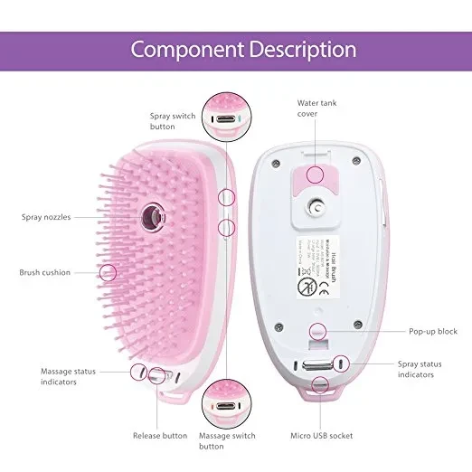 Electric Head Massage Comb Steam Anti-static Hair