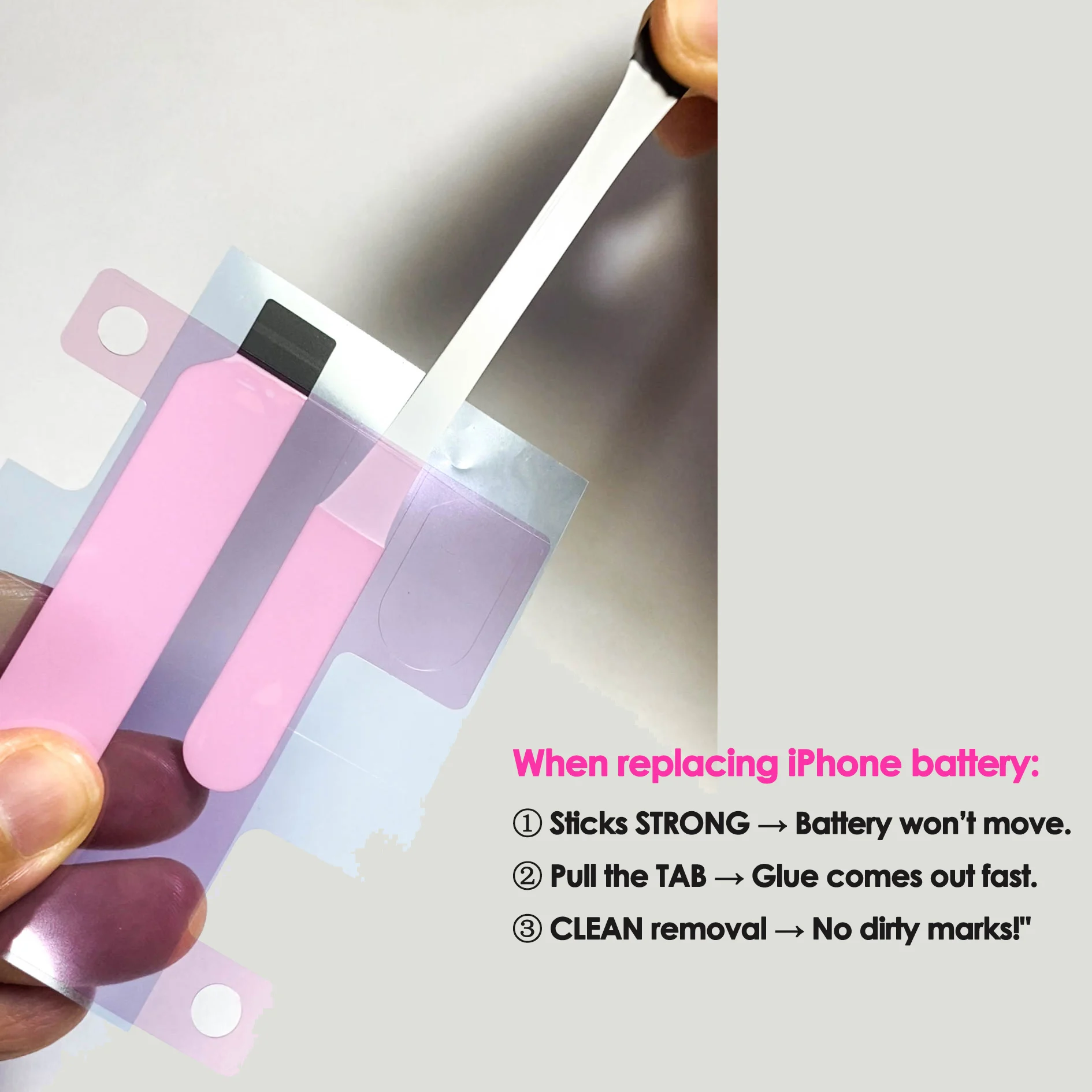 Color: Pink - 5Pcs Battery Adhesive Sticker for iPhone 13 14 15 16 Pro Max 14 Plus 11Pro 12 Mini 13Pro Battery Glue Tape Replacement Pull Tab