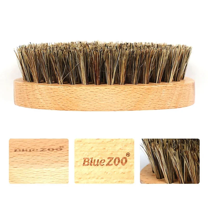 Oval Bluezoo Beech Wood Color Beard Brush