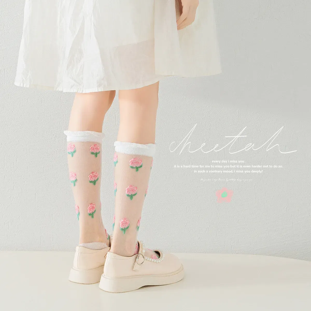 Color: SKY BLUE, Size: 2-3T - 3 Pairs Summer Girls Socks Long Tube Socks Baby Soft Cotton Knee Socks Sweet Flower Pattern