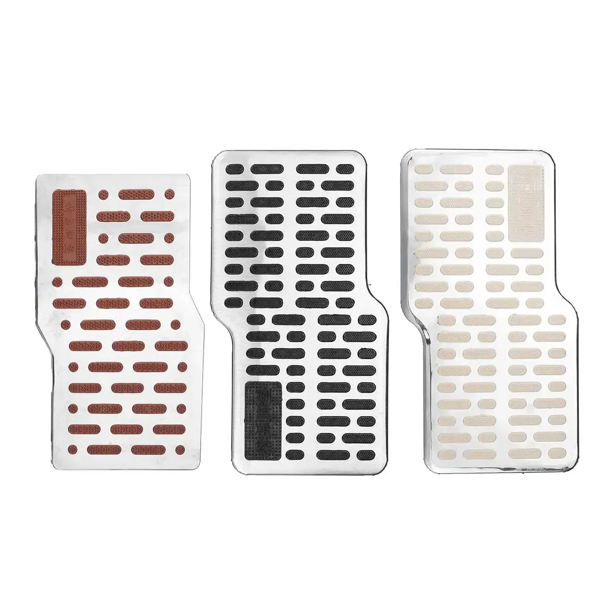 Color Name: Beige - Car Foot Rest Pedal Board Floor Carpet Mat Anti-slip Stainless Steel Heel Pad Car Truck Suv Black Beige Brown