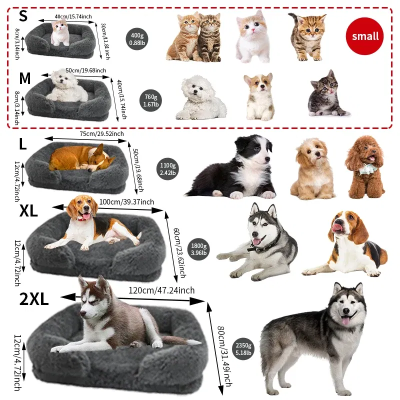 Color: aqua green , Size: XXL - New Large Dog Bed Dog Plush Pet Bed Winter Thickened Pad Dog Sleeping Bed Sofa Removable Pad Dog Small Large Dog square kennel
