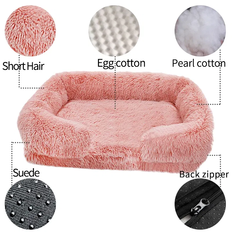 Color: aqua green , Size: XXL - New Large Dog Bed Dog Plush Pet Bed Winter Thickened Pad Dog Sleeping Bed Sofa Removable Pad Dog Small Large Dog square kennel
