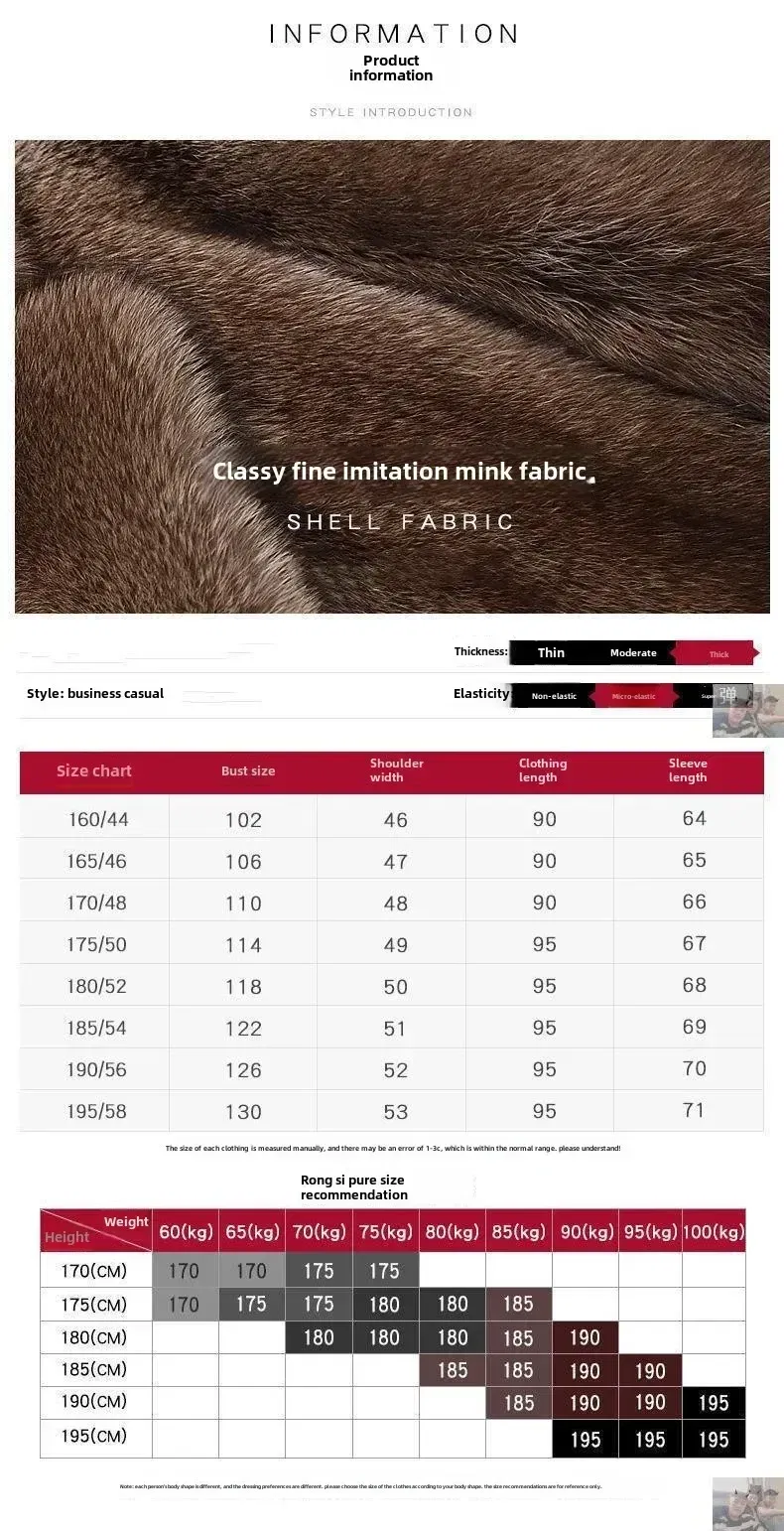 Color: Beige, Size: 5XL - Parker Men's Imitation Fur Liner Winter Warm New Fur One-piece Coat Imitation Mink Fleece Mid-length Fur Coat