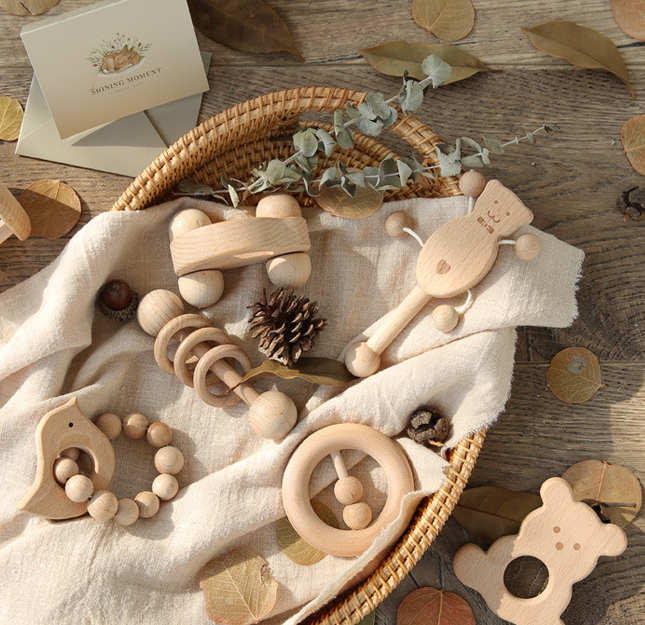 Wooden Rattle Bed Bell Parent-child Interactive Children's Toy