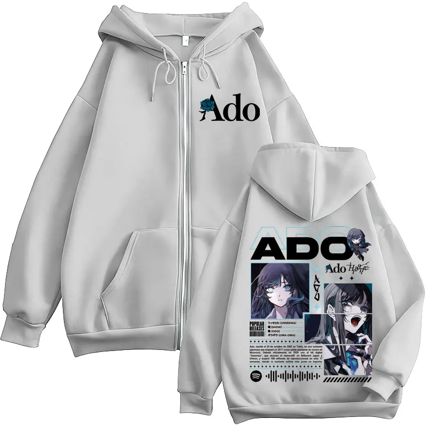 Color: SKY BLUE, Size: XXL - Ado World Tour 2025 Hibana Zipper Hoodies Men Women Clothing Fashion Harajuku Zip Up Sweatshirts Pullover Jacket Coat Streetwear