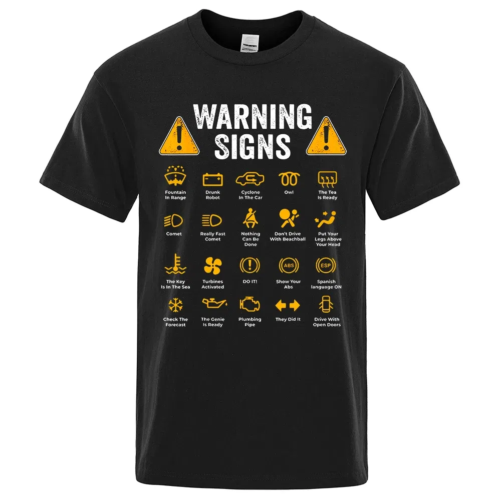 Color: black, Size: XL - Driving Warning Signs 101 Auto Mechanic Gift Driver Funny Print T-Shirt Fashion Casual Big size T Shirt Cotton Mens Tops Tees