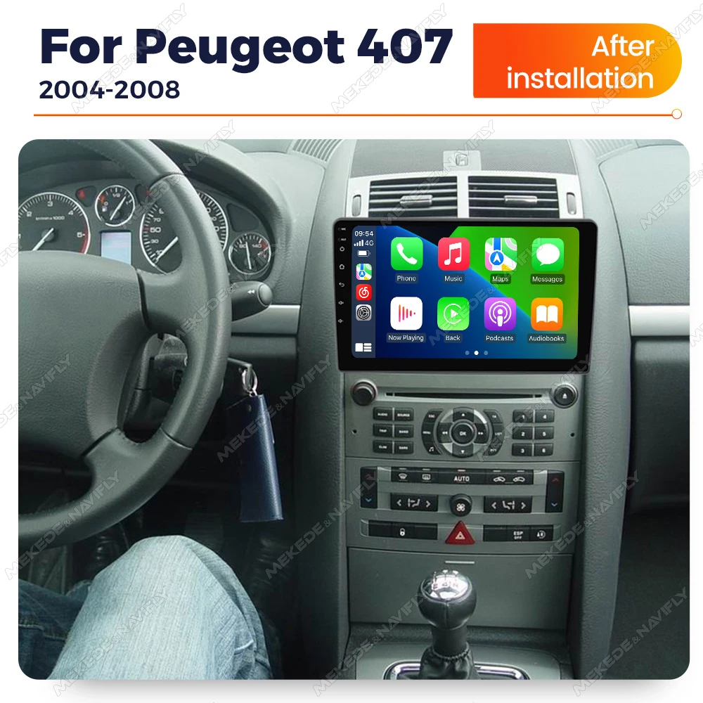 Color: Red - Android 14 CarPlay Auto Radio Multimedia Video Player For PEUGEOT 407 2004-2011 DVR Monitor Rear View Camera Navi Autoradio WiFi
