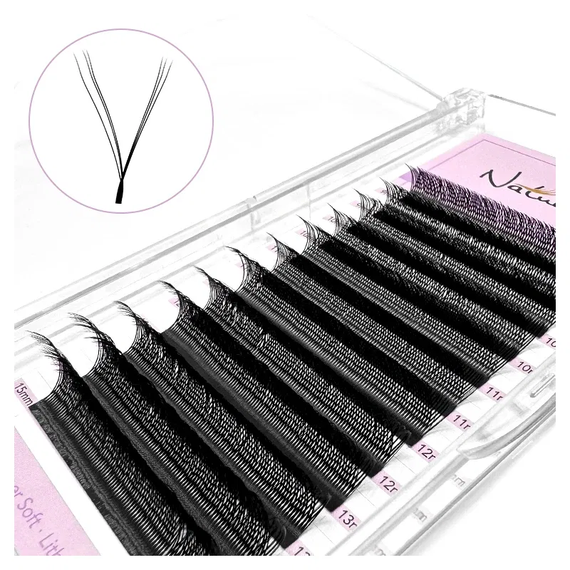 Color: Brushed Slate, Curl: D, Thickness: 0.07mm, Length: MIX - NATUHANA 3D 4D WW Shaped Eyelash extensions 0.07mm C D L LU Curl Premade Fans Faux Mink Volume Lashes Korean Make Up Tool