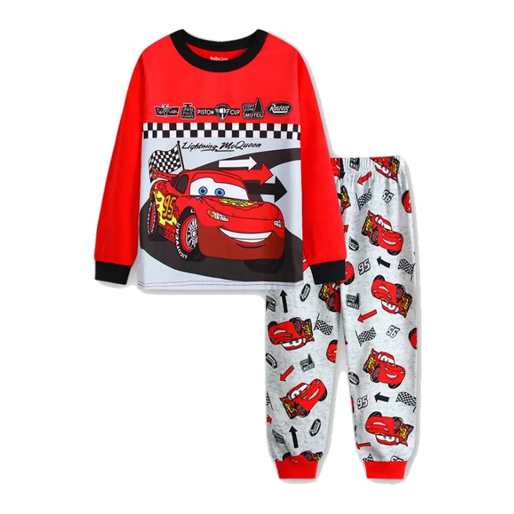 Color: Brown, Kid Size: 5 - MINISO Disney Boys Girls Pajamas Sets Kids Toddler 2 to 3 4 5 6 7 Years Cotton Long Sleeve Spring Fall Children Homewear Pijamas