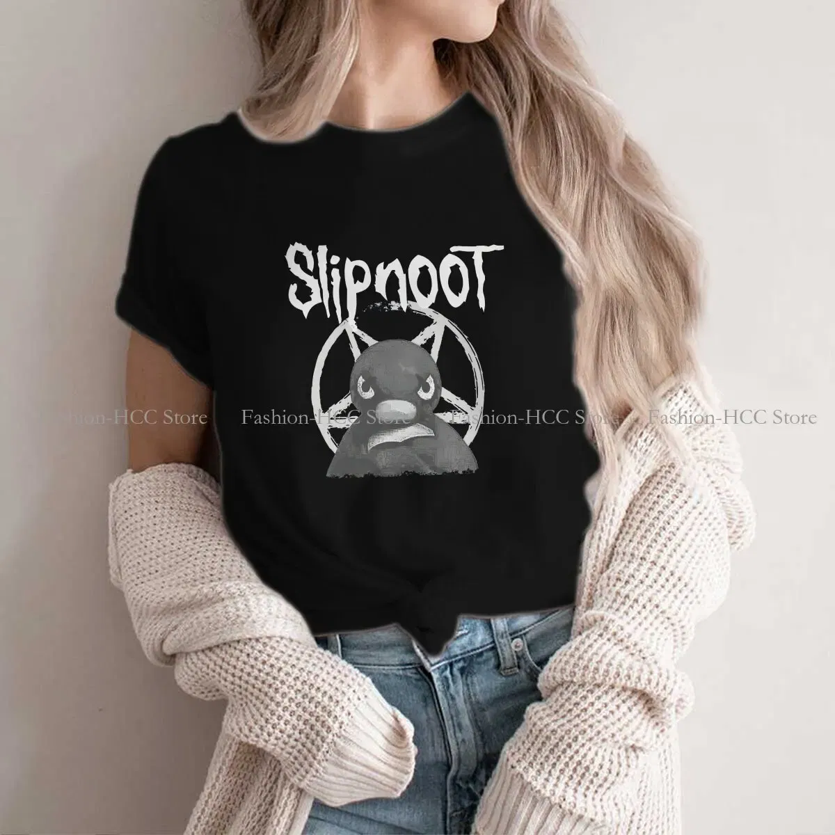 Color: WHITE, Size: S - Slipnoot White Print Style Polyester TShirt Pingu Cartoon Comfortable Hip Hop Gift Clothes T Shirt Stuff